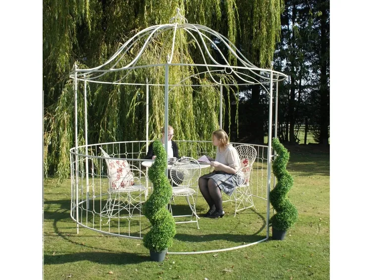 Gazebo medio, in ferro battuto bianco