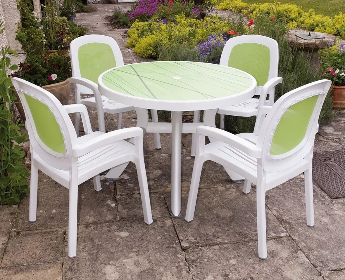 tavolo e sedie da giardino in plastica