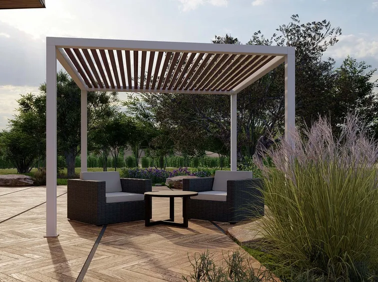Manutenzione della pergola bioclimatica in inverno (foto Pergole e tettoie da giardino Beach Canadian)