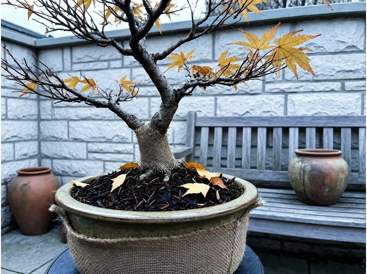 Preparare i bonsai da esterno al freddo: posizione e pacciamatura