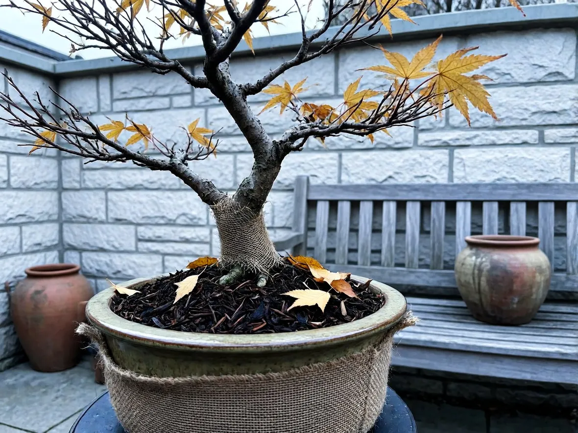 Preparare i bonsai da esterno al freddo: posizione e pacciamatura