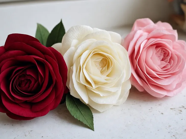 Rose giganti di carta crespa