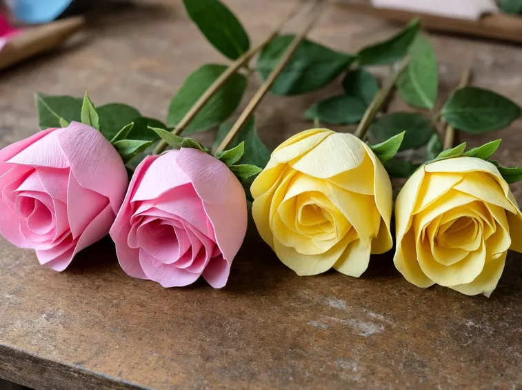 Rose di carta crespa