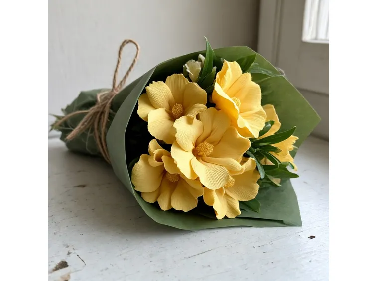 Bouquet di fiori di carta crespa