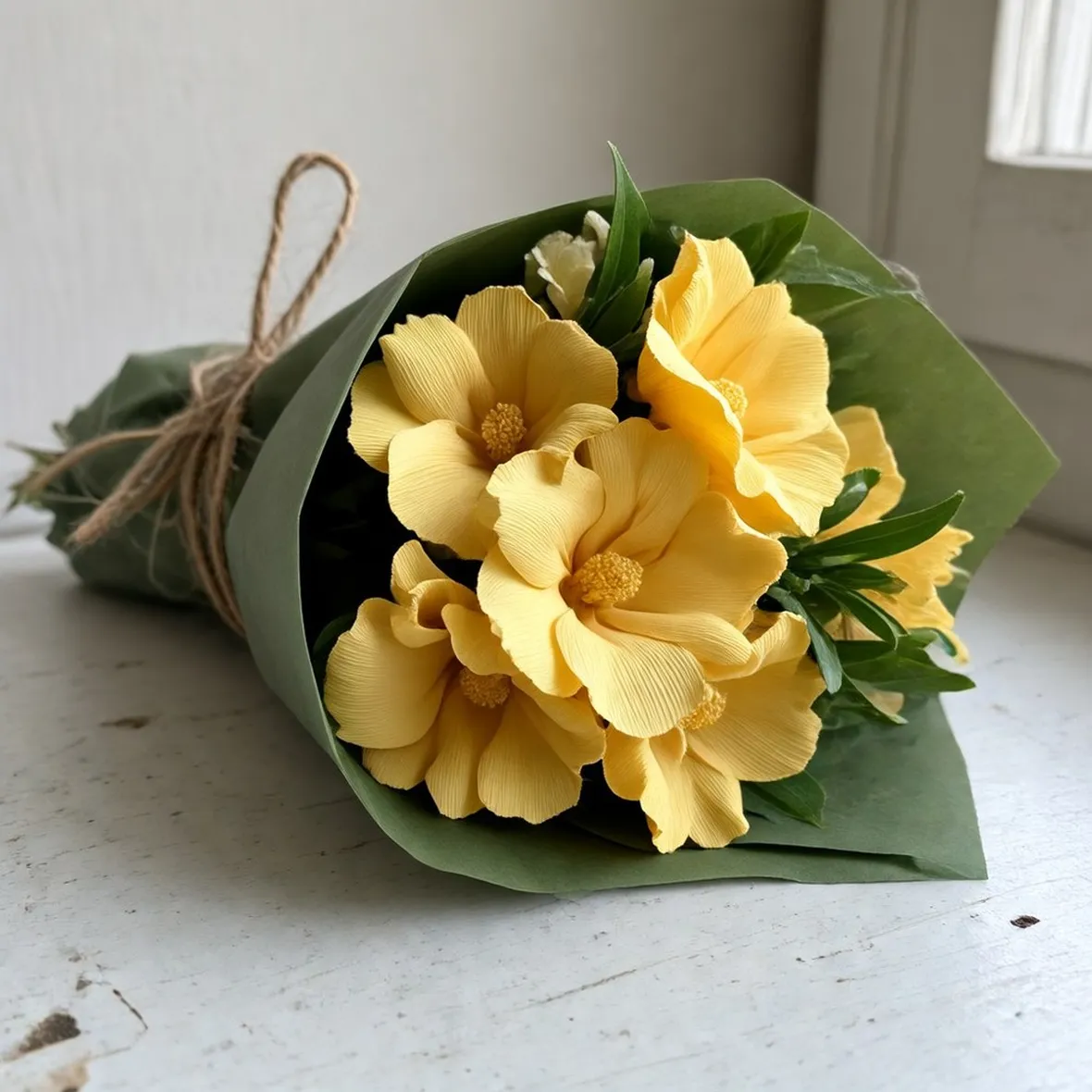 Bouquet di fiori di carta crespa
