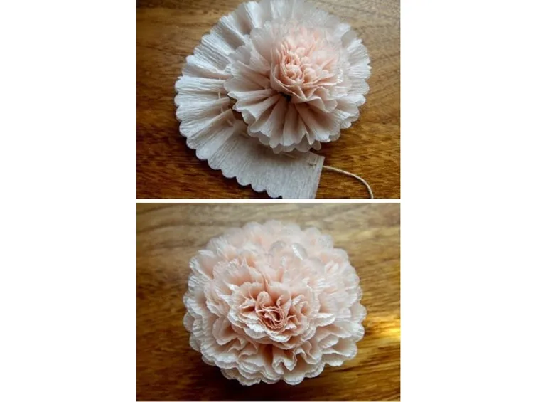 Garofani di carta crespa con sfumature chiare