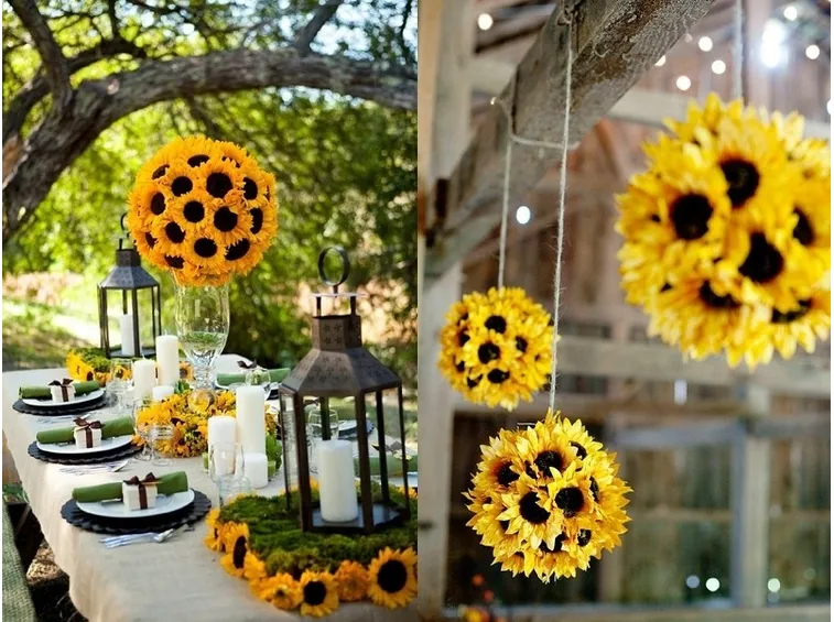 una tavola vivace, decorata con dei girasoli