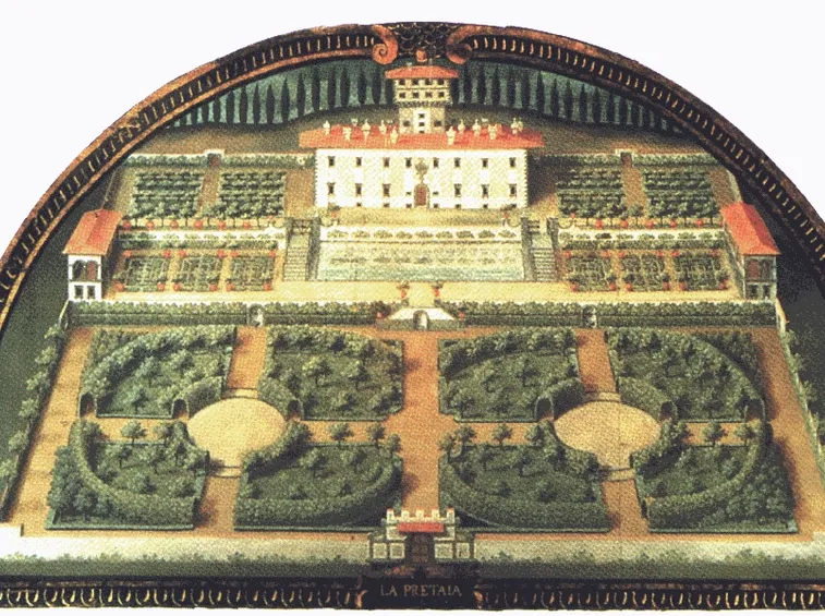 Antica immagine del giardino di villa Medici