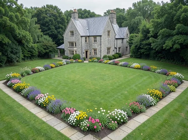 Prato inglese con fiori