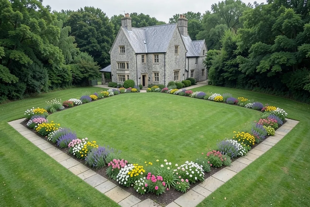 Prato inglese con fiori