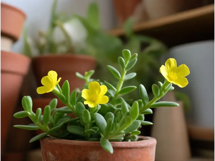 Dettaglio infiorescenze Portulaca oleracea.