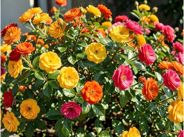 Immagine di un cespuglio di rose colorate