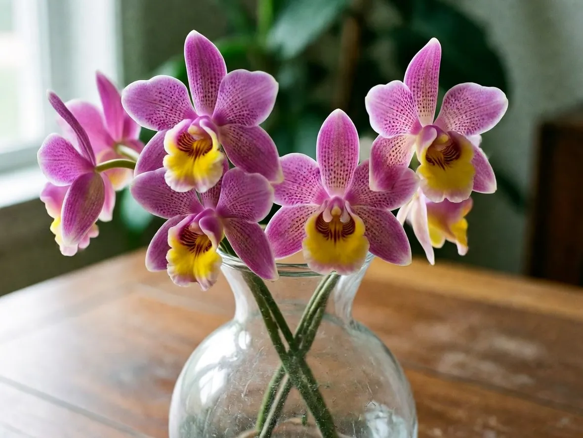 orchidee viola e gialle