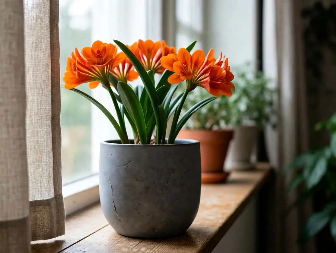 Un esempio di pianta di Clivia da appartamento tenuta in un vaso