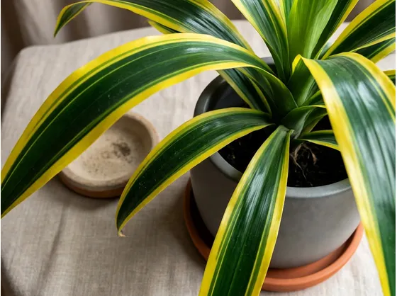 Un esempio di pianta di Dracena Marginata da appartamento tenuta in un vaso