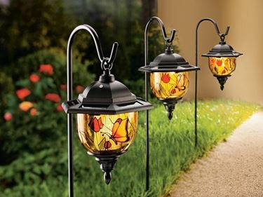 Set Di 2 Lanterne Solari Da Giardino In Ferro Con Motivo A Foglie | Luce Bianca E Ambra, Ricaricabili Con Pannello Solare 2V, Batteria AA 1600 MAh | Per Esterni, Giardino, Terrazza, Balcone
