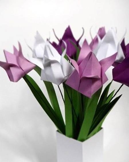 Mazzo Di Fiori Di Carta.Piegare Un Origami Fiore Di Tulipano Fiori Di Carta Origami